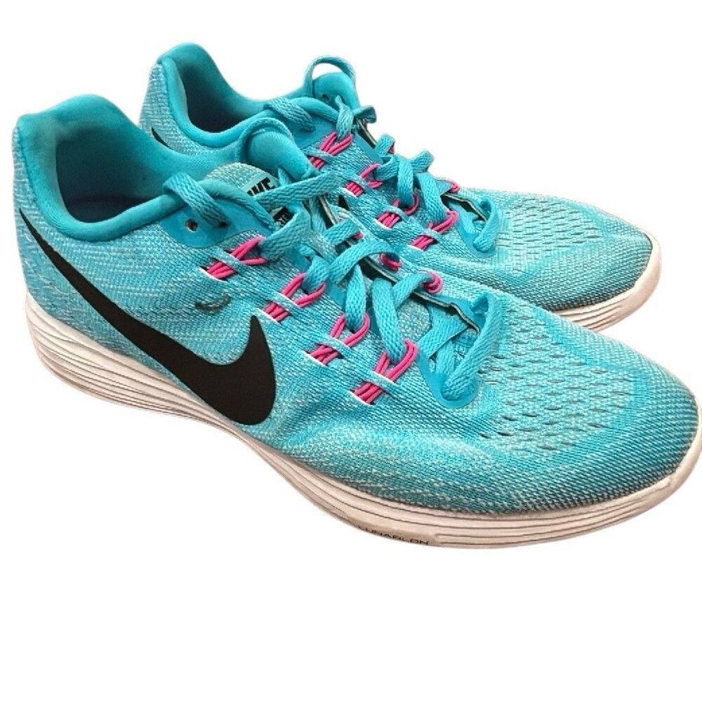 Nike Lunartempo Blue Pink Black White Low Top Lace-Up Running Sneakers size 8.5